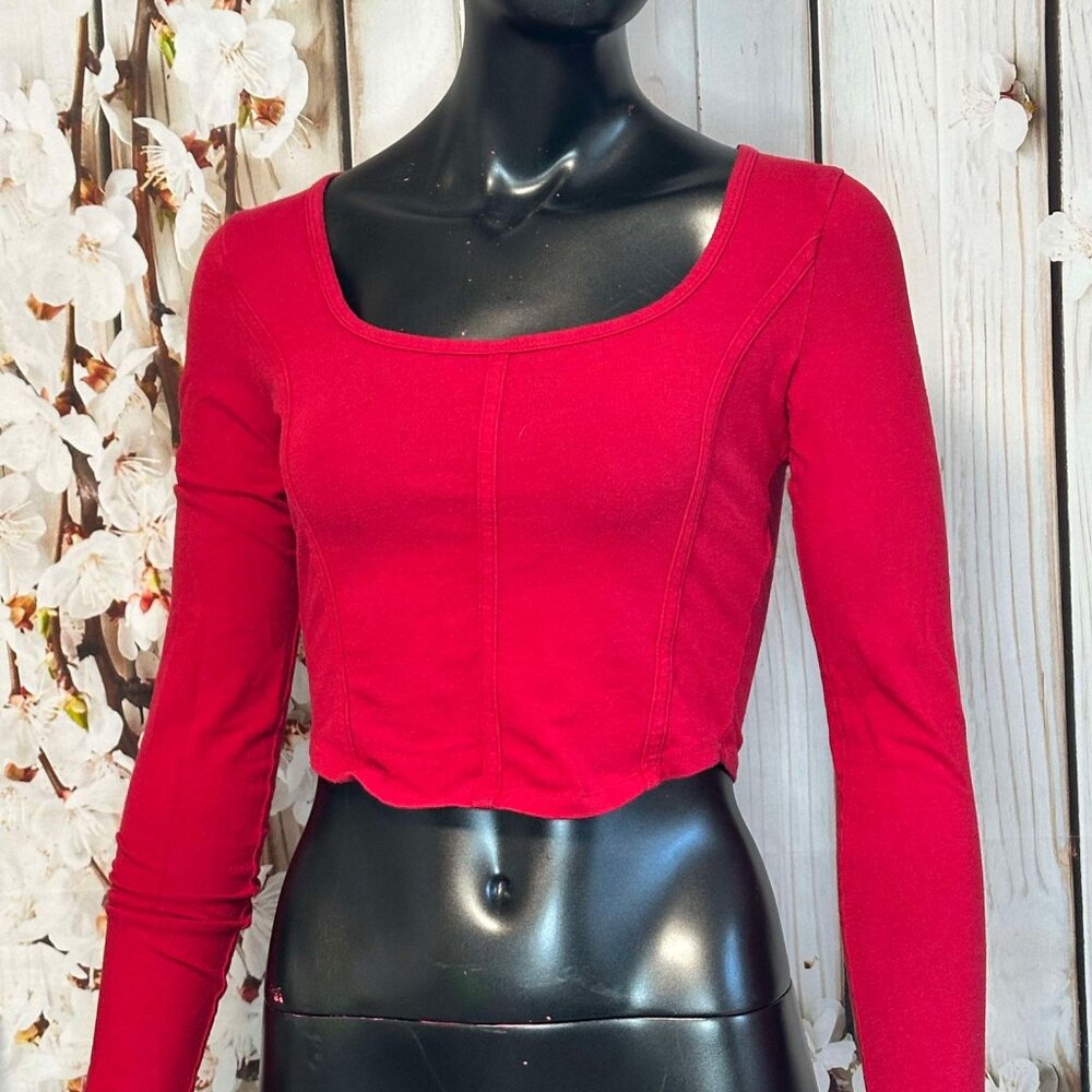 #0009 Hollister Red Long Sleeve Corset Shirt